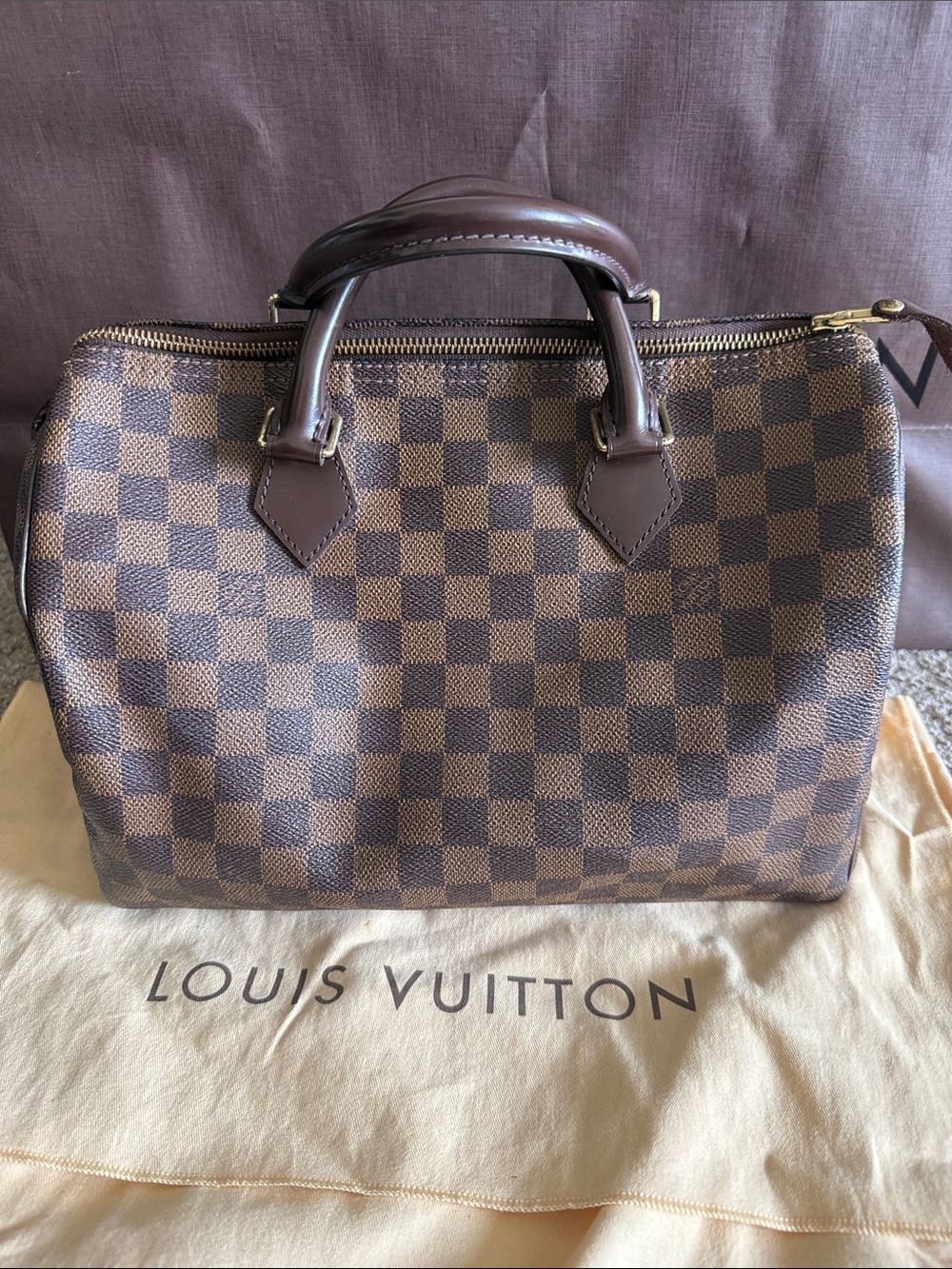 Louis Vuitton Brown Damier Ebene Speedy 35